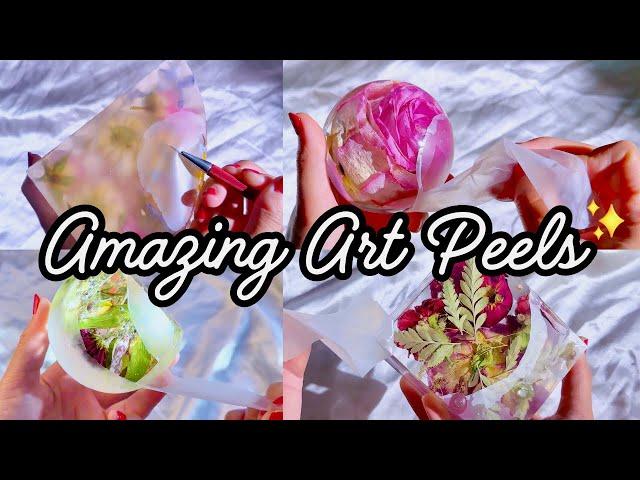 Satisfying flower art peel off compilation | ASMR art peeling reveal, Resin art flower crafts