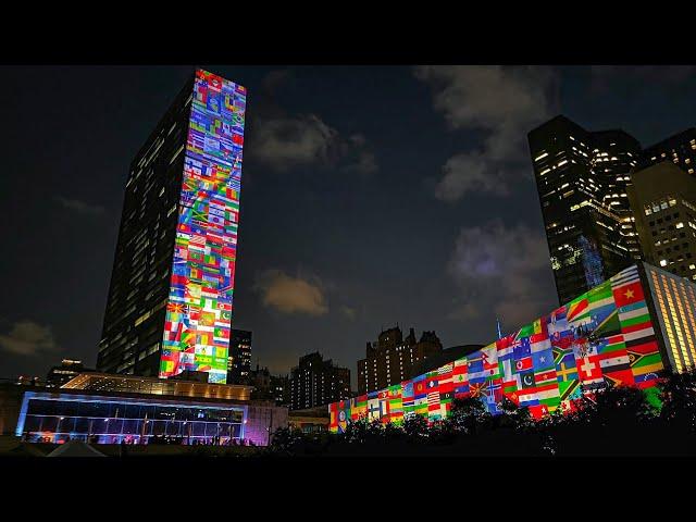 Projection Mapping - FIFA World Cup 2022 - Scoring For the Goals at the UN Headquarters in New York