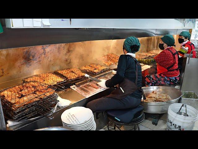 Amazing! Charcoal ribs grilled by 4 grandmothers! / Korean street food