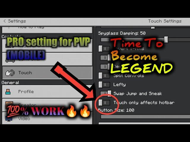 BEST PvP Settings For MCPE Touch Player!! // Mobile User // Minecraft Bedrock Edition