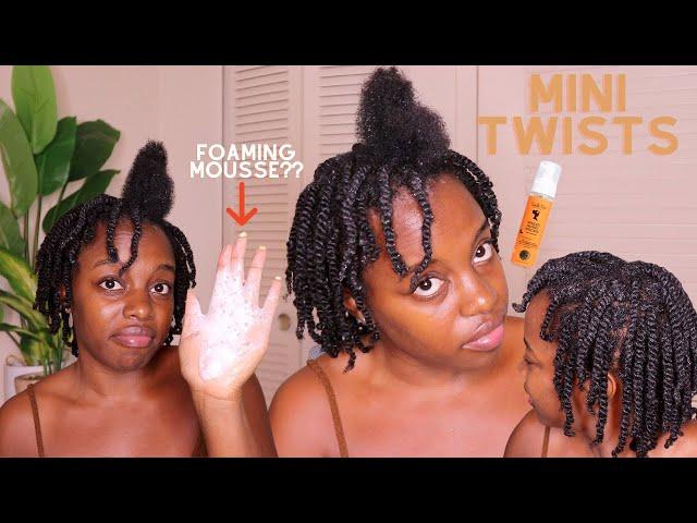 The Juiciest mini twists w/ foam mousse on 4c hair! A Must Try method