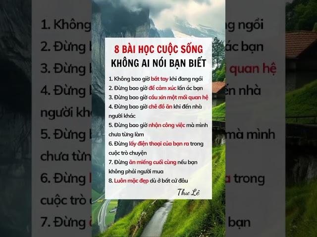 8 Bài học cuộc sống không ai nói bạn biết  #bahadi #xuhuong