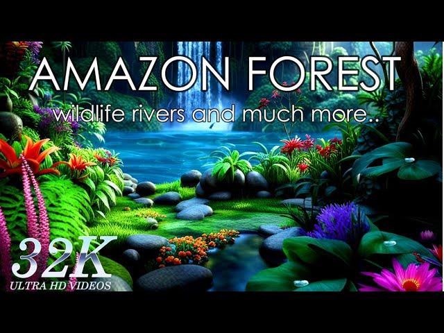 Amazon Jungle 32K ULTRA HD | Wild Animals of Rainforest - with Relaxing Music Nature Nature