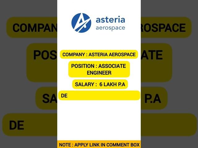 Asteria Aerospace hiring for Associate Engineer #shorts #shortfeed #jobs