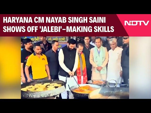 Nayab Singh Saini | Haryana Chief Minister Nayab Singh Saini Shows Off 'Jalebi'-Making Skills