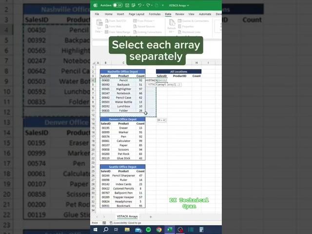 Vstack in Excel #excel #computer #basiccomputertutorial #excelformula #formula