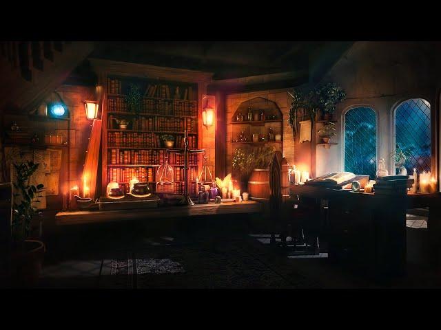 Apothecary Ambience - Potion Sounds and Soothing Rain Indoors