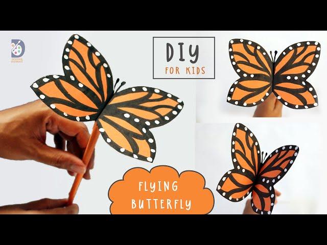 Easy Flying Butterfly using paper/How to make a moving Butterfly/DIY for kids