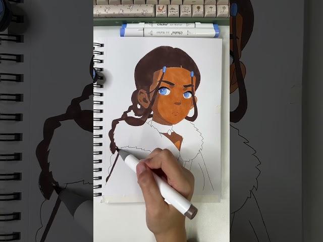 ASMR Drawing Katara from Avatar using Ohuhu marker pads #ohuhumarkers #asmrart