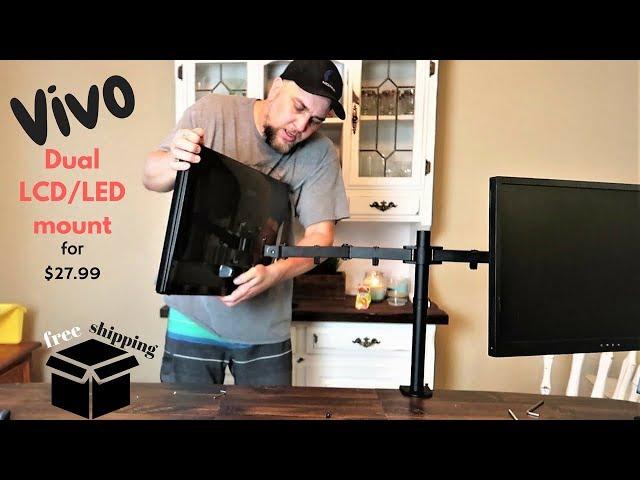 VIVO Dual LCD LED Monitor Desk Mount unbox and setup!!!