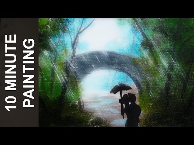 Painting A Couple Kissing in the Rain with Acrylics in 10 Minutes!
