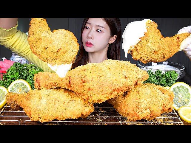 ASMR MUKBANG | Homemade Crispy Fried Chicken Cheesy Bburinkle Chicken Thighs  Yogurt Sauce