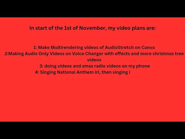 My plans for the start of November