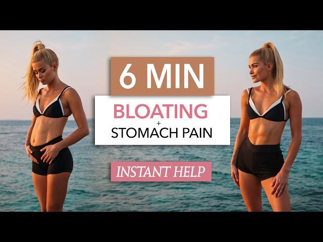 6 MIN BLOATING + STOMACH PAIN RELIEF - exercises, stretches & massaging I quick help