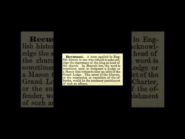 Recusant: Encyclopedia of Freemasonry By Albert G. Mackey
