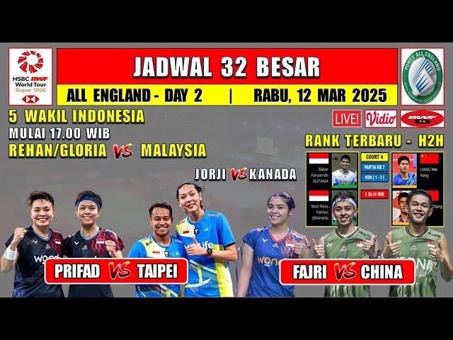 Jadwal All England 2025 Hari Ini Day 2 ~ JORJI vs KANADA ~ FAJRI vs CHINA ~ 5 Wakil Indonesia