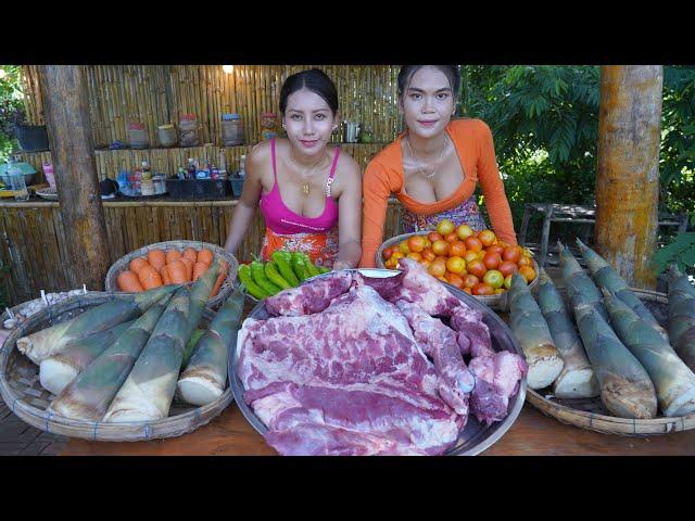 Cook and eat pork with vegetable recipe - Amazing video