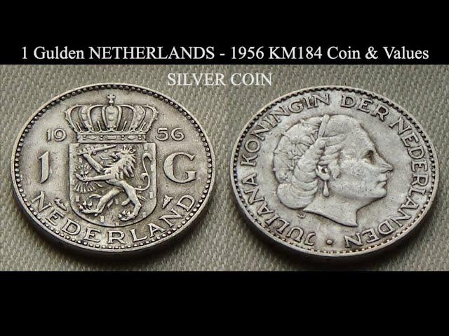 1 Gulden (SILVER Coin)  NETHERLANDS - 1956 KM184 Coin & Values