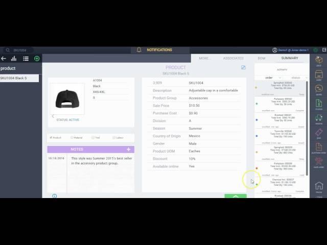 Product module - Paragon ERP demonstration