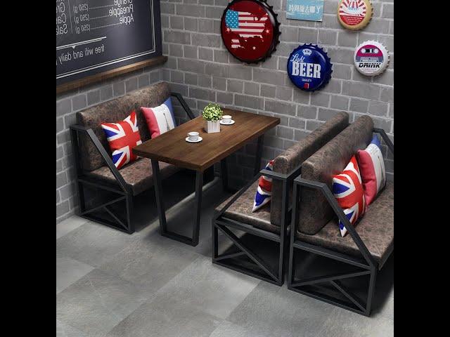 Cafe barbeque bar table and chair retro industrial restaurant deck sofa