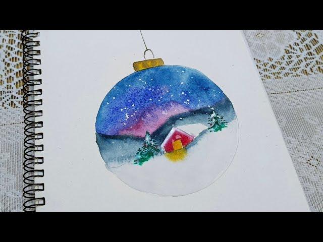 Easy Watercolor Winter Painting for Beginners / Christmas Cards Painting / Step by Step Tutorial