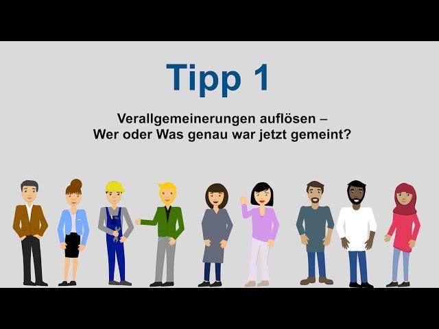 Tipps zum Umgang mit Stammtischparolen. Tipp 1 - Verallgemeinerungen auflösen