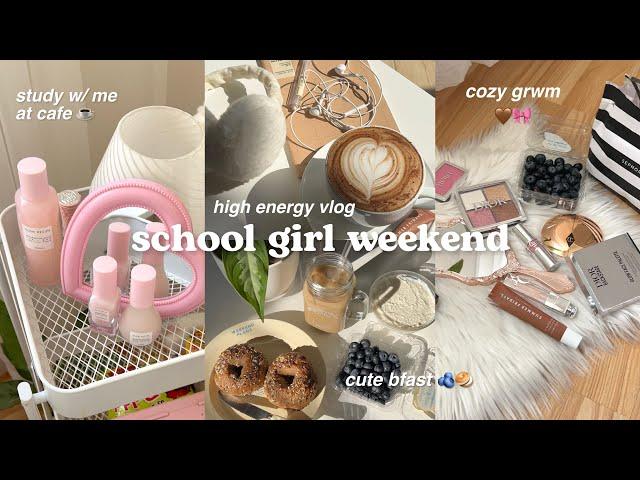 productive school girl weekend vlogstudy w/ me, grwm, groceries, yum brekky | aesthetic vlog