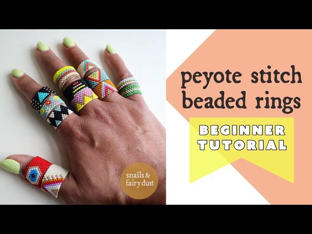 DIY Jewelry Tutorial - Peyote Stitch Beaded Rings with Even Count Peyote Stitch