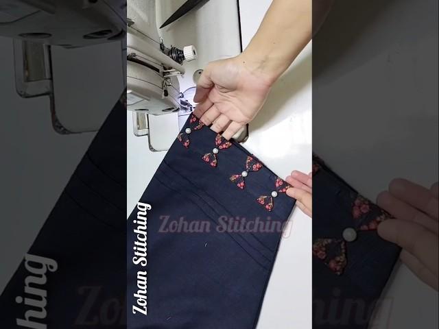 Simple & Easy Trouser Bottom Design With Side Boder Patti #shorts #sewing #viral