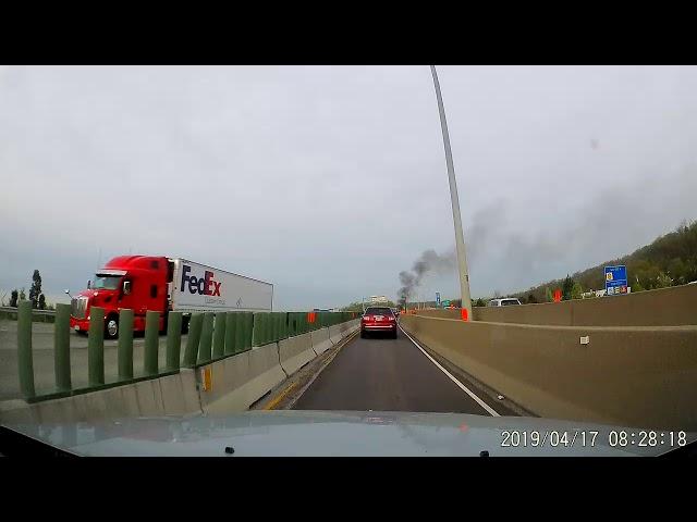 Dashcam: I-71 car fire Cincinnati