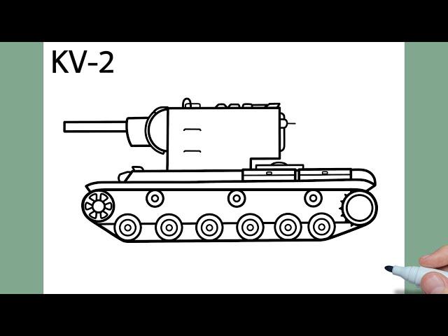 How to draw a KV-2 TANK easy / drawing kv 2 heavy tank from wot / drawing kv-2 world of tanks