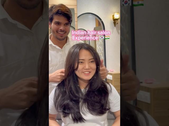 Korean tried Indian hair salon for the first time ️ #shorts