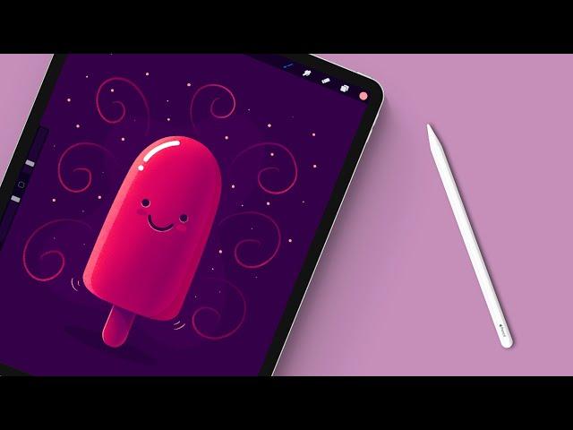 Drawing A Cute Kawaii Popsicle In Procreate | iPad Pro