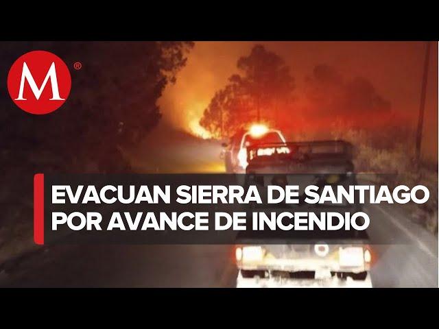 Por incendios, desalojan a 800 personas de comunidades en sierra de Santiago, NL