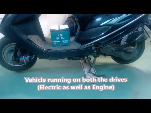 Hybrid bike running on petrol and electric (battery)