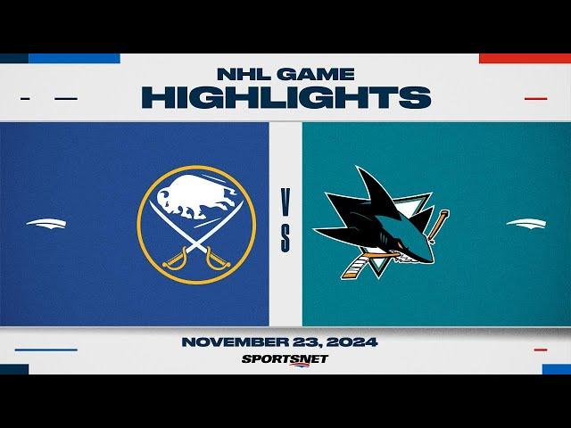 NHL Highlights | Sabres vs. Sharks - November 23, 2024