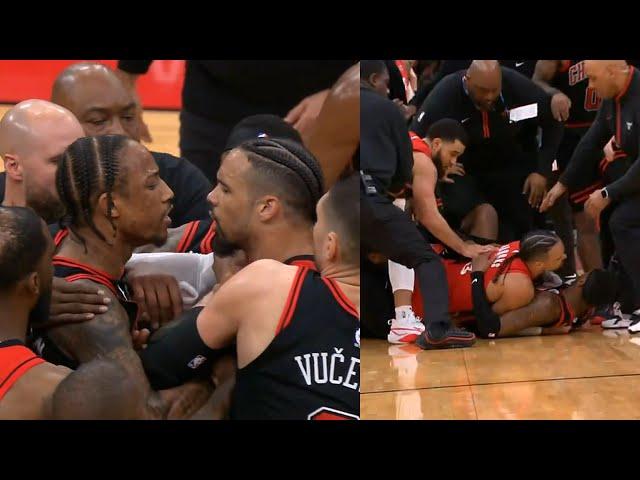 DeMar DeRozan and Dillon Brooks ejected for huge fight after hard foul 