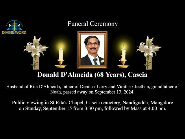 Funeral Ceremony of Donald D'Almeida (68 Years) St. Rita's Chapel Cemetery, Nandigudda