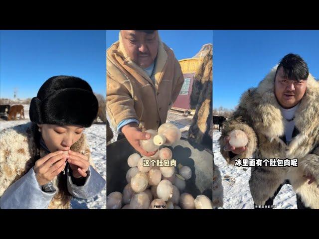 Mongolian Enke's life on the grassland in winter! Collection 29 #camping #cooking #village