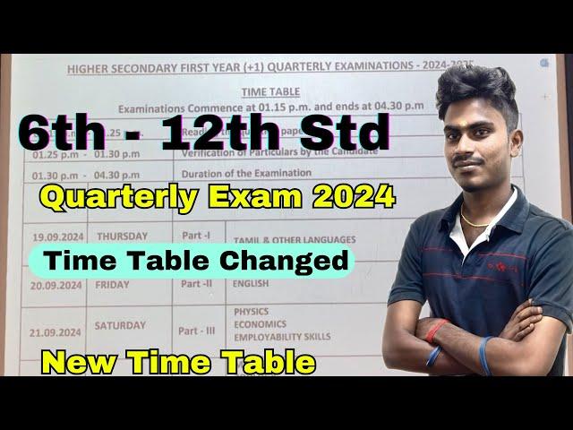 6th to 12th Quarterly Exam New Time Table 2024 | TN 10th 11th 12th Quarterly Exam Time Table 2024