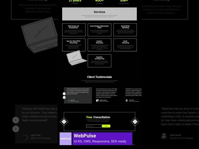 WebPulse - Digital Agency Landing Page Website Template  #webdesign #webflow #websitetemplate