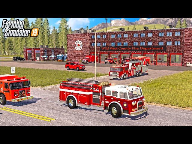 FOUR STORY FIRE STATION! (BRAND NEW) | HUGE HOUSE FIRE | FARMING SIMULATOR 2019