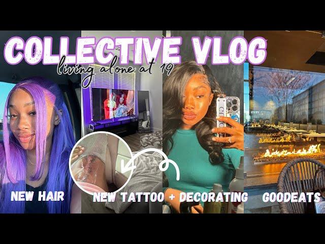 COLLECTIVE VLOG: LIVING ALONE AT 19 ᡣ𐭩 | college , new tattoo, decorating, yoga, life update +more