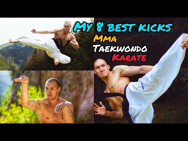 Beautiful kicks: mma, kickboxing, karate, taekwondo.