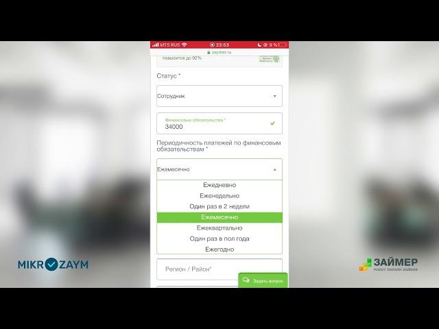 Как оформить займ в компании Займер? Видео инструкция по заполнению заявки