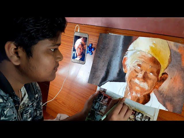 Watercolour Tutorial /watercolour sikho 5 minute me / watercolour drawing of a old man / #portrait