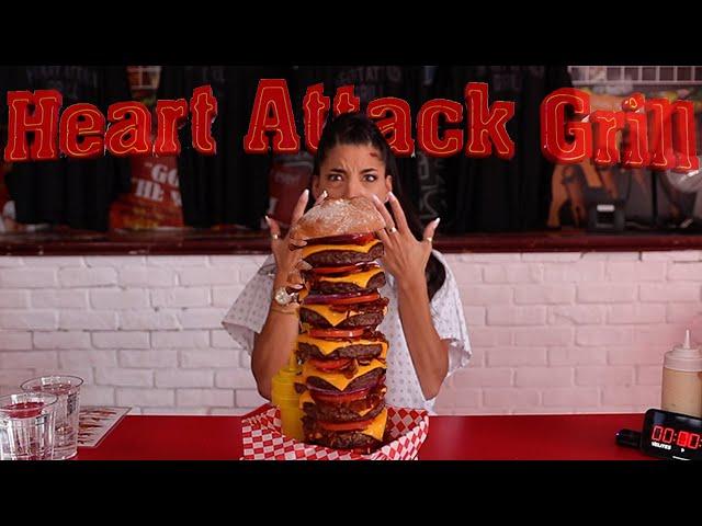 “19,650 Calorie burger?!” OCTUPLE BYPASS BURGER | HEART ATTACK GRILL LAS VEGAS |  @leahshutkever