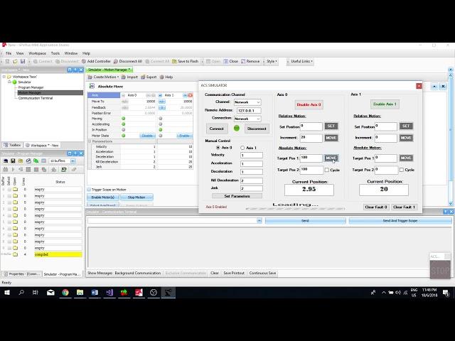 ACS Motion Controller using SpiiPlus Simulator- C# Windows Form Application