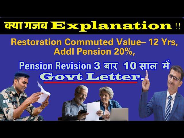 Restore Commuted Pension– 12 Yrs, Addl Pension 20%, Pension Rev. 3 बार 10 साल में Govt'S Letter..