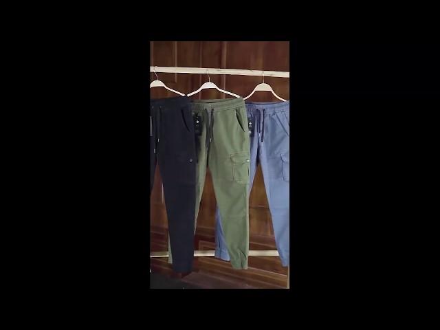 Quần jogger kaki túi hộp dáng đứng, vải co giãn